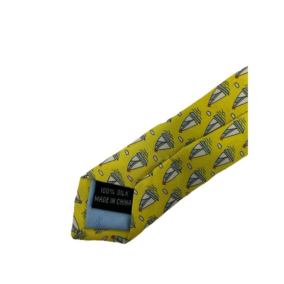 Twisted Fin 100% Silk Tie Yellow Sailboat Nautical Print‎ Naples Florida 59.75" - Picture 6 of 6